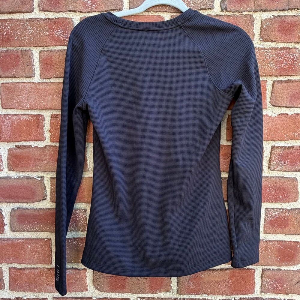 FIGS Waffle Knit Underscrub Crew Neck Black Womens M NEW - Picture 10 of 13